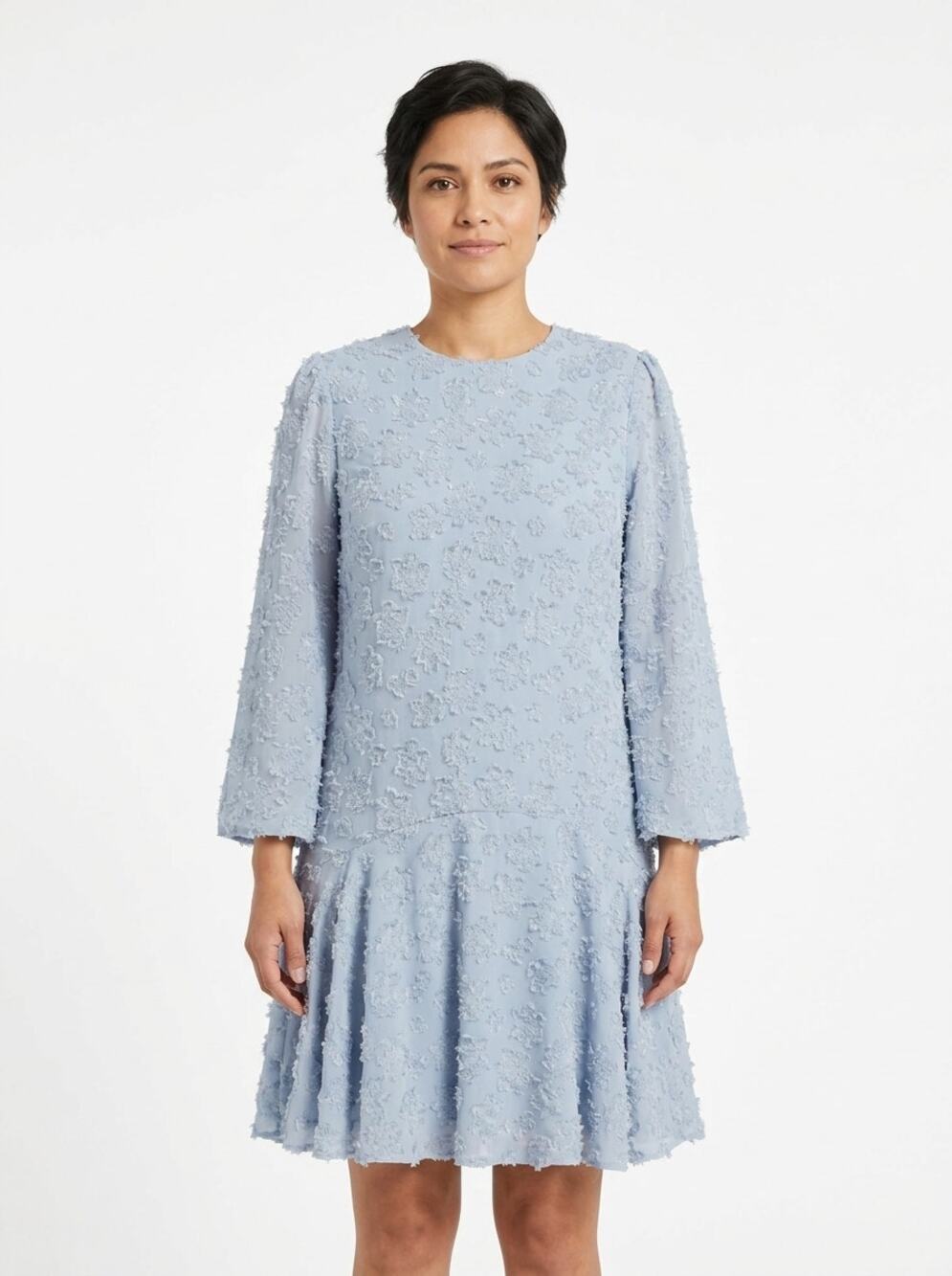 Japparel Blue A-Line Mini Pleated Chiffon Dress Women Size L